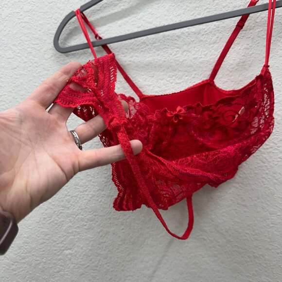 VTG Victorias Secret Gold Label Red Lace Teddy Bodysuit Lingerie 7867 Womens 36C - Picture 5 of 10